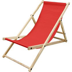 houten klapstoel 3 ligposities tot 120 kg rood