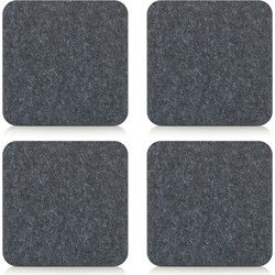 4x Onderzetter - antraciet grijs - vilt - 10 x 10 cm - voor glazen - Glazenonderzetters