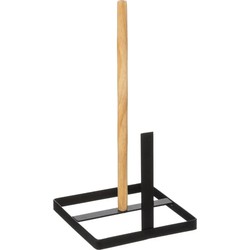 5Five Keukenrolhouder Masterplan - ijzer/hout - 15 x 30 cm - zwart - Keukenrolhouders