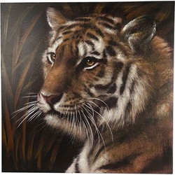 Groot vierkant schilderij tijger bruin 80x80 cm
