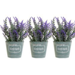 Items Kunstplant/bloem Lavendel - 3x - in bloempot - bloemen - 14 x 27 cm - Kunstplanten