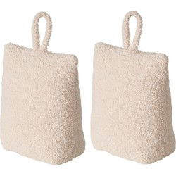 Boltze deurstopper - 2x - 1 kilo - beige - pluche - 20 x 10 cm - Deurstoppers