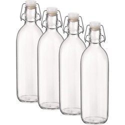 6x Limonadeflessen/waterflessen transparant 1 liter 28 cm - Weckpotten