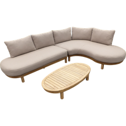 Summerland cornerset natural taupe/acacia light teak incl. zand olefin kussens