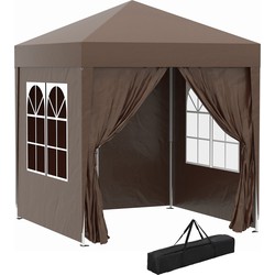 4goodz Partytent 2x2 m - Opvouwbaar met 4 Zijwanden - Bruin