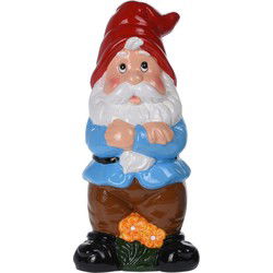 Pro Garden Tuinkabouter - met bloemen - keramiek - 20 cm - Tuinbeelden