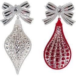 6.2 inch Drop With Bow Orna X 2. 5x5x10 cm kerstornament