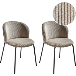 MILES - Eetkamerstoel set van 2 - Taupe - Corduroy