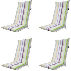 Madison -  Tuinstoelkussen Hoge Rug Righe purple - Ca. 123x50 cm - Set van 4