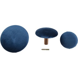 Giza Knobs - 3 knobs in blue velvet and brass look