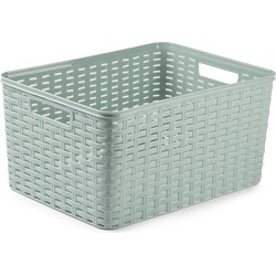 Plasticforte opbergmand/kastmandje - 18 liter - mintgroen - kunststof - 28 x 38 x 19 cm - Opbergmanden