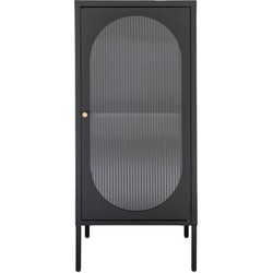 Adelaide Display Cabinet - Display cabinet in black with rippled glass door 35x50x110 cm