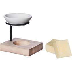 Ideas4seasons Amberblokjes/geurblokjes cadeauset - cashmere geur - inclusief geurbrander - Geurbranders