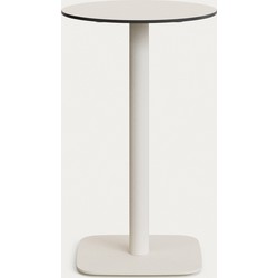 Kave Home - Ronde hoge witte Dina-buitentafel met wit gelakte metalen poot Ø 60 x 96 cm