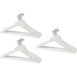 Kledinghanger - 15x - hout - wit - 45 cm - kledinghanger set - Kledinghangers