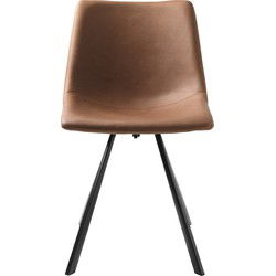 Eetkamerstoel PU Leer - Bruin - 54x47x78,5cm - Stoel Yukon - Set van 2