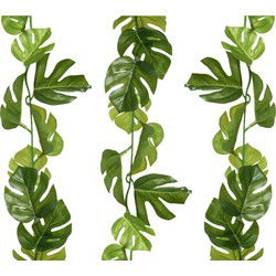 Plantenslinger/kunstplant - 3x - Monstera - groen - kunststof - 180 cm - Gatenplant - Kunstplanten