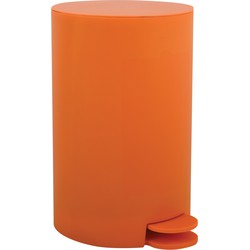 MSV kleine pedaalemmer - kunststof - oranje - 3L - 15 x 27 cm - Badkamer/toilet - Pedaalemmers