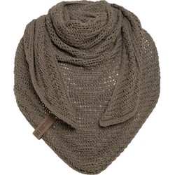 Knit Factory Sally Gebreide Omslagdoek - Driehoek Sjaal Dames - Cappuccino - 220x85 cm - Grof gebreid
