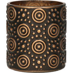 Countryfield theelichthouder/kaarsenhouder - zwart/brons - H8 cm - Waxinelichtjeshouders