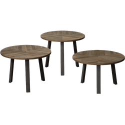 Tower living Lazio table set (3) - 54x54/45/40/35 - recl. teak w-grey