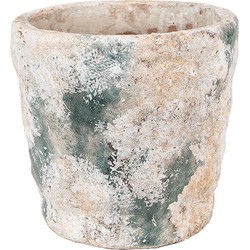 Clayre & Eef Bloempot Ø 16x15 cm Beige Groen Terracotta