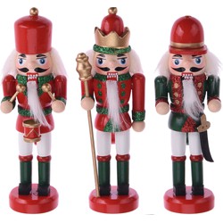 3x Kerstboomversiering notenkraker poppen/soldaten ornamenten 12 cm - Kersthangers