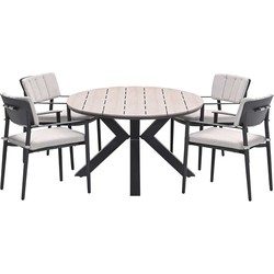 Garden Impressions Dane tuinset 5-delig - Tulli tuintafel 180x115 cm - light teak vironwood
