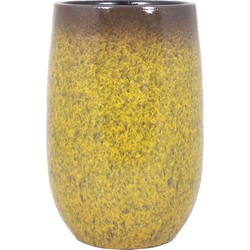 Bloempot vaas goud geel flakes keramiek voor bloemen/planten H40 x D22 cm - Vazen