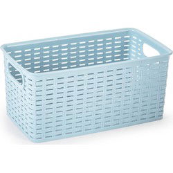 Plasticforte Opbergmand - Kastmand - rotan kunststof - ijsblauw - 5 Liter - 15 x 28 x 13 cm - Opbergmanden