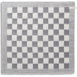 Knit Factory Gebreide Keukendoek - Keukenhanddoek Block - Ecru/Med Grey - 50x50 cm