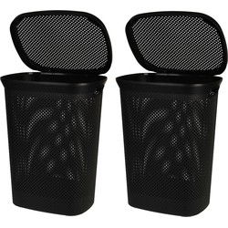 Bathroom Solutions Wasmand - 2x - zwart - 60 liter - 37 x 46 x 60 cm - Wasmanden