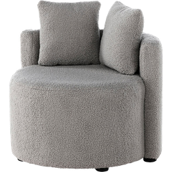 Elina ronde kinderfauteuil teddy grijs – met twee kussens