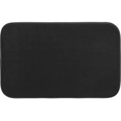 5Five Badkamerkleedje/badmat tapijt - memory foam - zwart - 48 x 80 cm - Badmatjes