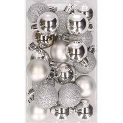 20x stuks kunststof kerstballen zilver 3 cm mat/glans/glitter - Kerstbal