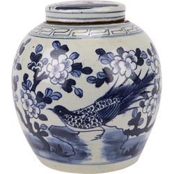 Fine Asianliving Chinese Gemberpot Blauw Wit Porselein Handgeschilderd