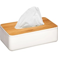 Tissuedoos/tissue box wit kunststof met 100x stuks papieren tissues - Tissuehouders