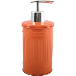 MSV Zeeppompje/dispenser - Industrial - metaal - oranje - 7.5 x 17 cm - 250 ml - Zeeppompjes