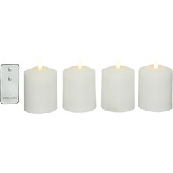 Lumineo LED kaarsen set - 4x stuks - wit - kerkkaarsen - LED kaarsen