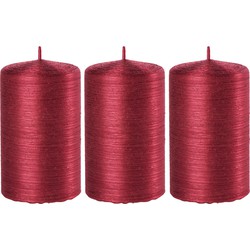 3x Kaarsen robijn rood 6 x 10 cm 25 branduren sfeerKaarsen - Stompkaarsen