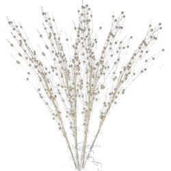 4x stuks glitter tak goud 76 cm decoratie kunstbloemen/kunsttakken met warm witte LED lichtjes - Kunstbloemen