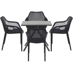 Garden Impressions Air XL tuinset 5-delig zwart - Rimini tuintafel 80x80 cm