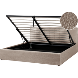 MONTLAUR - Bed met opbergruimte - Taupe - 180 x 200 cm - Bouclé