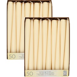 Creme witte gotische kaarsen 100 stuks 25 cm - Dinerkaarsen