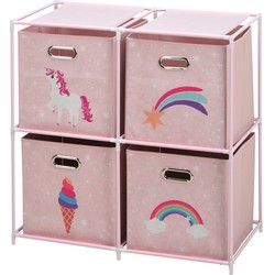 Storage solutions Opbergrek 2-laags - met manden - metaal - 68 x 35 x 70 cm - eenhoorn thema - Opbergrekjes