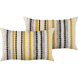 ARDISIA  - Sierkussen set van 2 - Lichtbeige - 40 x 60 cm - Katoen