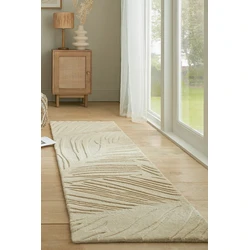 Moderne Loper Wol - Lino Leaf Naturel / Crème - 60 X 230 CM