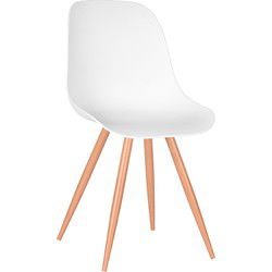 LABEL51 Eetkamerstoel Rimini - Wit - Kunststof - Oak Metal Woodcover
