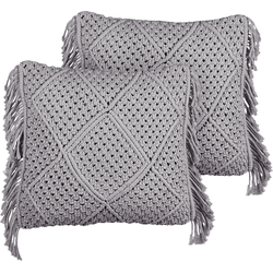 BESHAM - Sierkussen set van 2 - Grijs - 45 x 45 cm - Katoen