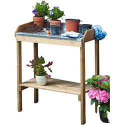 Oppottafel voor zaaien en verpotten zink,FSC hout H97x85x42cm